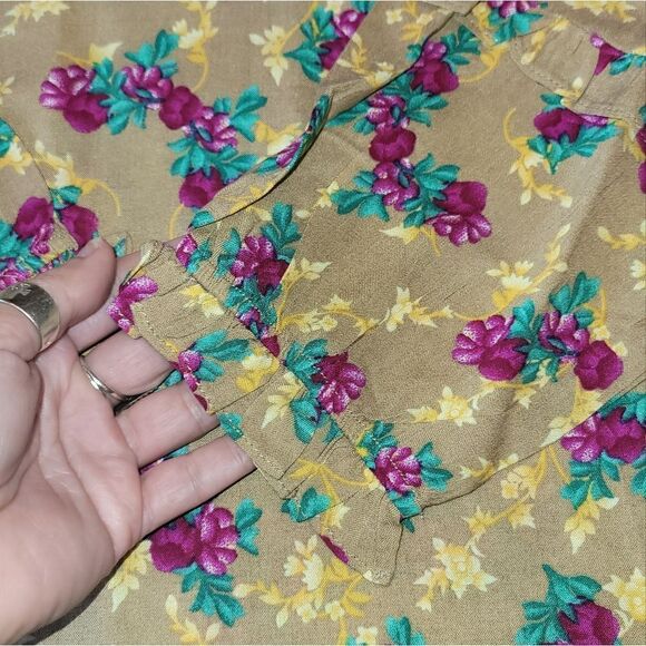 NWT Kori America Floral Longsleeve Bohemian Peasant Top Ruffle Sleeve M - Picture 14 of 14